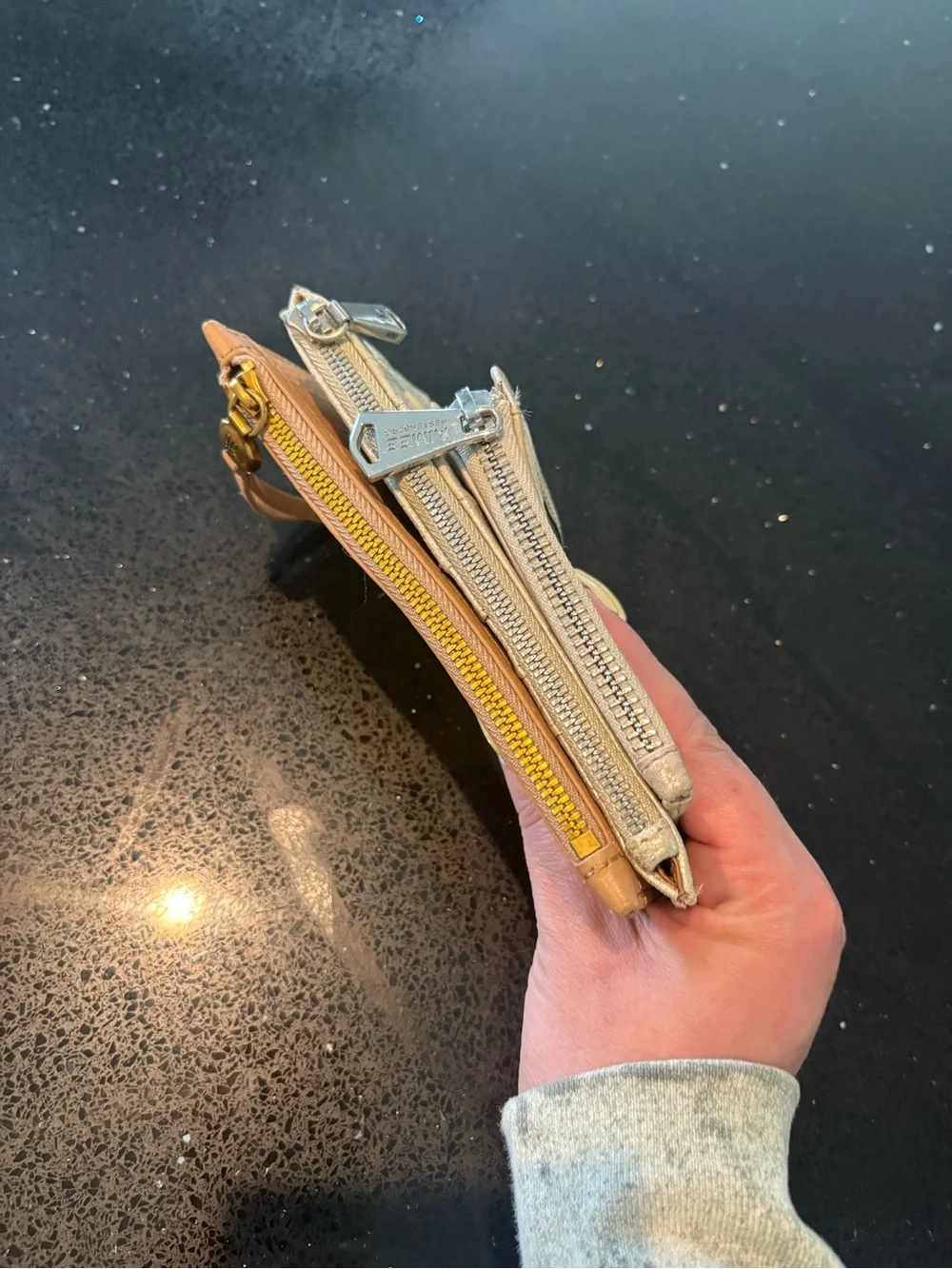 HOBO Tan and Metallic Gold Card Holder Set